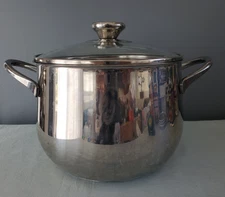 Barazzoni Stainless Steel Inox 18/10 Stockpot Ø20 / 8" Made in Italy w Glass Lid