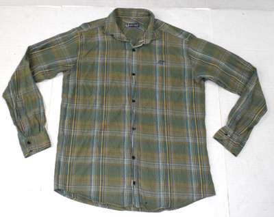 Vintage Plaid Shirt Fred Perry Size M 90s Off Green Orange Stripe Cobain Special