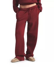 Skims Cotton Fleece Classic Straight Leg Pant Merlot Size S NWT