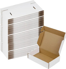 50 Pack 7X5X2 Small Shipping Boxes, White Corrugated Cardboard Packaging Box for
