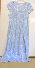 NWT MISS ELAINE LONG NIGHTGOWN-SS-SZ LARGE-BLUE- 72-SOFT COTTON BLEND-POCKETS