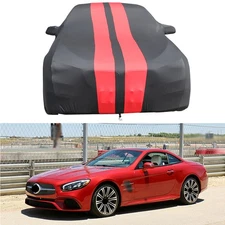 Indoor Car Cover Satin Stretch Dustproof Black & Red For Ferrari FF