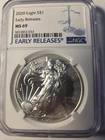 2020 $1 American Silver Eagle NGC MS69 Brown Label