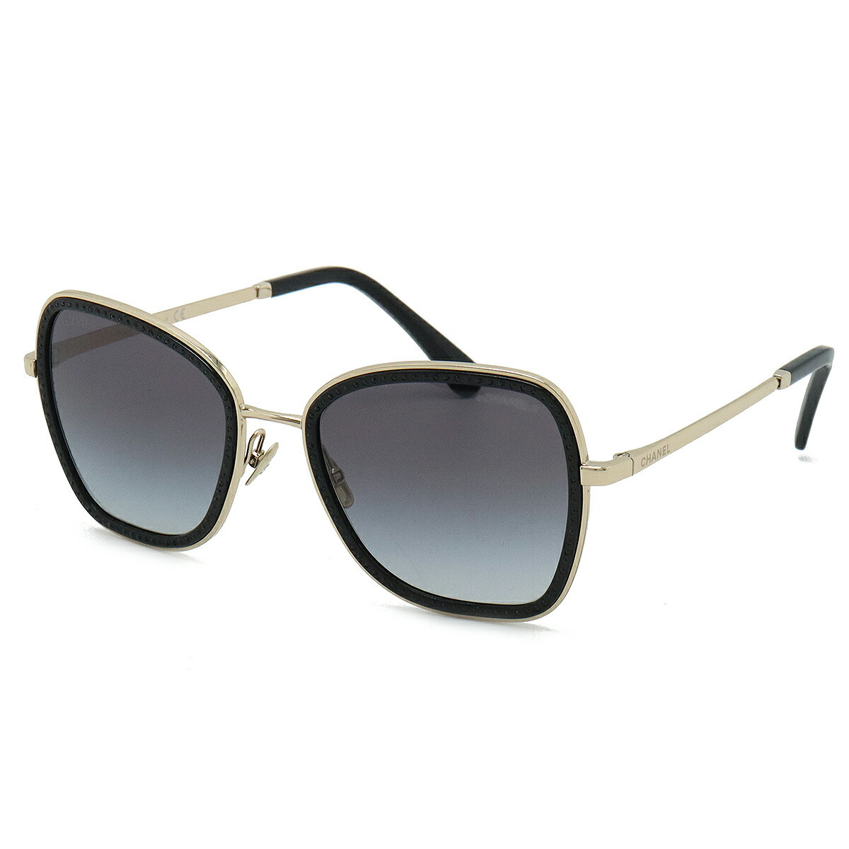 CHANEL Square Metal Strath Sunglasses with Coco Mark Smoke Gradient