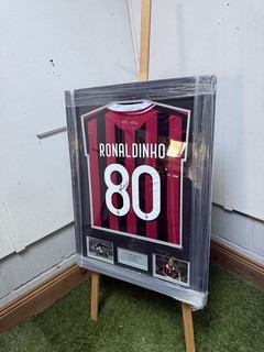 Ronaldinho Hand Signed AC Milan Football Shirt Framed COA