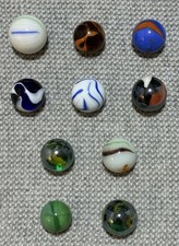 Lot Of 10 Vintage Vacor Mega Marbles Shooter Size .86 To 1.11 NM To Mint