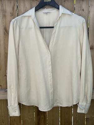 LORO PIANA Women Silk Blouse Shirt IT 50 US 14 Large Luxury Made in Italy