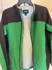 Lands End Rain Hooded Jacket Youth Kids Boys L 14-16 Green/Black Light Weight