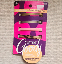Goody Stay Tight Barrettes 4 ct Fine Hair No Slip Slim Design MPN 18169