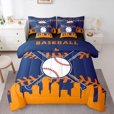 Erosebridal 7 Pcs Queen Size Baseball Players Comforter Set Bed in a Bag