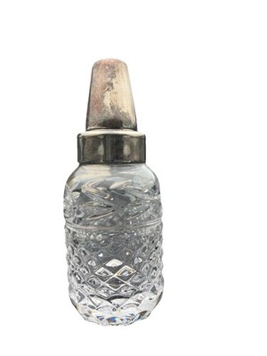 Vintage Galway Irish Crystal Cut Glass Baby Bottle Acid Etched