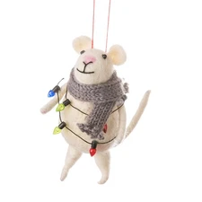 Abbott Collection 27-MAPLE-1425 Mouse Ornament with Lights 4.5" H – White