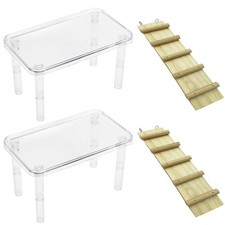 4 PCS Hamster Platform Acrylic Activity Stand Wood Ladder Dwarf Syrian Toy