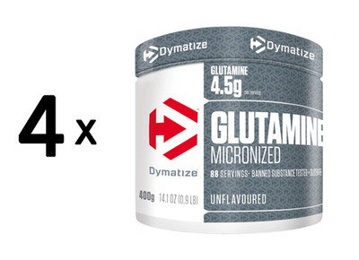 4 x Dymatize Glutamine Micronized (400g) Unflavored (81,24 EUR/kg)