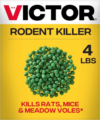 Victor Rat Poisoning for Inside & Outside Use - Kills Rats, Mice, 4 lb Gree...