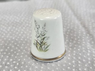 Vintage Porcelain Thimble Royal Worcester Butterflies and Plant Life
