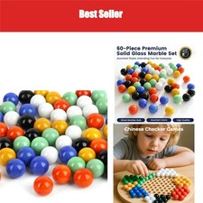 60PCS Glass Marbles Set for Chinese Checkers Board Game, 5/8 Inch, 6 Colors