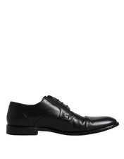 Dolce & Gabbana Black Leather Lace Up Men Derby Formal Men's Shoes Authentic