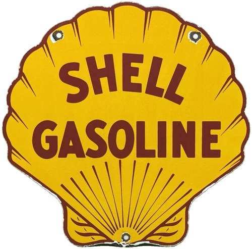 VINTAGE SHELL GASOLINE PORCELAIN SIGN GAS STATION PUMP PLATE MOTOR OIL SERVICE