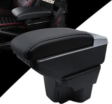 Armrest Box for Kia Rio 2012-2016 Double Layer Front Center Console Black Lea...