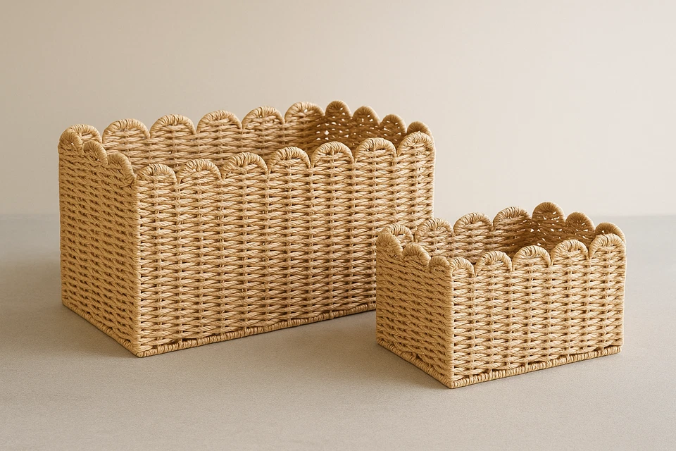 Handwoven Natural Rattan Storage Baskets – Set of 2 (Large & Small) - Image 2 of 4