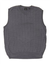IZOD Mens Vest Tank Top XL Grey Check Cotton BV03