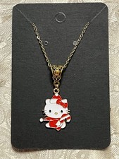 Sanrio Hello Kitty Christmas Charm Cartoon Adorable Pendant Gold Necklace 18  