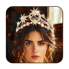 Star Moon Crown Gold Goddess Headpiece Rhinestones Wedding Tiara Bridal Headband