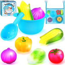Light up Bath Toys, No Hole Vegetable Soup Set for Toddlers  LED Pretend Cookin