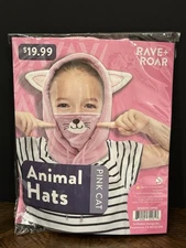 Rave + Roar Animal Hat Pink Cat Kids Hooded Scarf Mask Fleece New Sealed