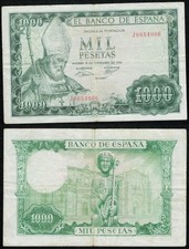 ERROR 1000 Pesetas year 1965 series J 0684006. Without the cashier s...