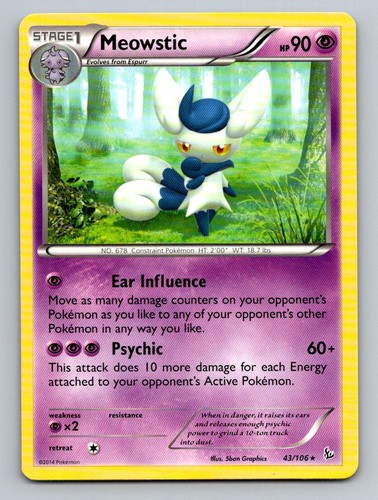 Meowstic 43/106 Rare Flashfire Pokemon Lightly Played