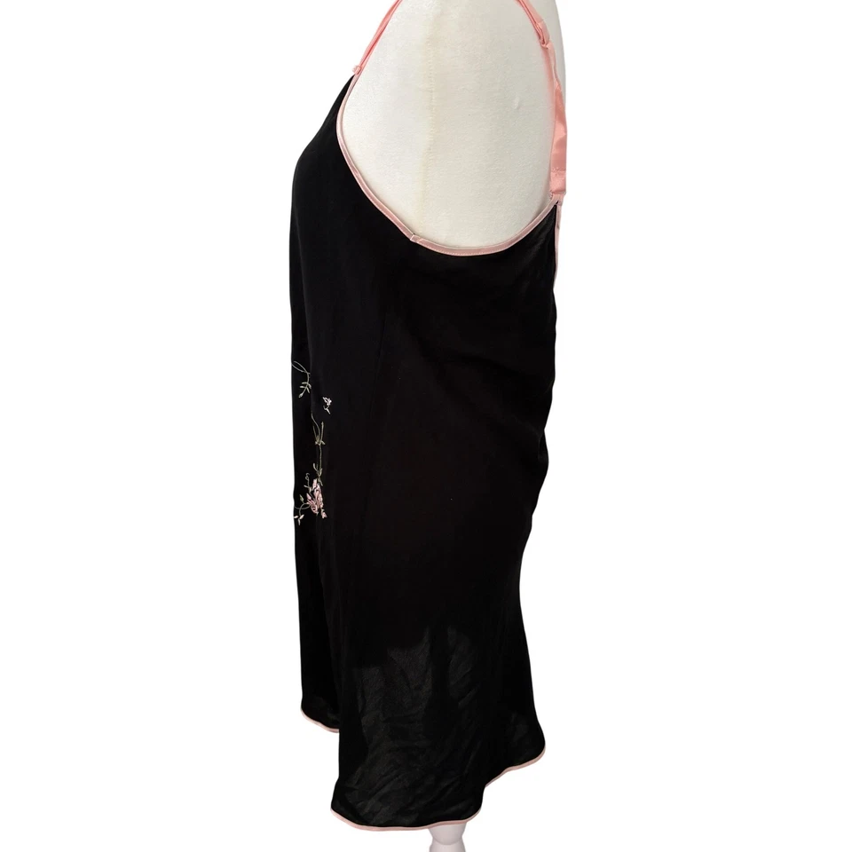 Vestido sin Mangas Oscar de la Renta Etiqueta Rosa Negro Floral Bordado Talla M Y2K De Colección Foto 3 de 4