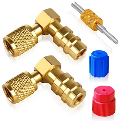 #ad 90° R12 to R134a Adapter Kit High Low Pressure Conversion Quick Coupler Valve $27.99
