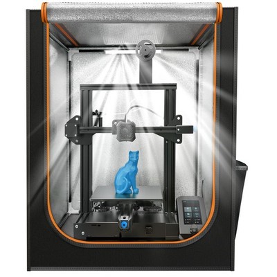 3D Printer Enclosure with LED Light, Fireproof 2-Large LED, Black 
