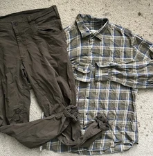 2 Lot The North Face Mens 34 Cotton Stretch Hiking Pants Peter Millar Shirt L