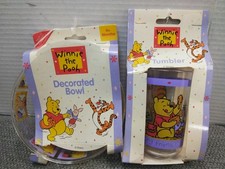 VTG. Disney's Winnie the Pooh DECORATED BOWL TUMBLER 6-MONTHS NEW OLD STOCK