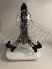 ANCHOR HOCKING Fan Shape DAISY & BUTTON Crystal Glass Snack Plate PRISTINE