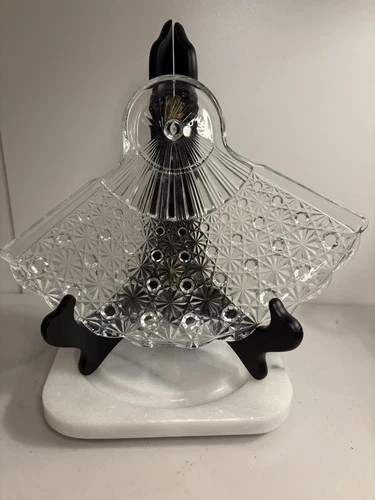 ANCHOR HOCKING Fan Shape DAISY & BUTTON Crystal Glass Snack Plate PRISTINE