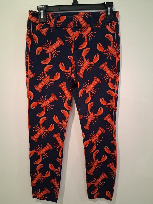 Old Navy Lobster Pants Women's 2 Pixie Ankle Skinny Chino Red Coastal Americana
