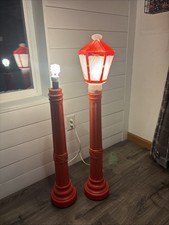 (2) Vtg. 1969 Empire Lighted Lamp Post Candle One Missing Top 39"H  Blow Molds