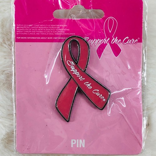 Support the Cure Pink Ribbon Breast Cancer Awareness Enamel Lapel Pin