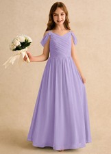 Azazie Chelo Girls Formal Bridesmaid Flower Girl Dress Lilac 12 HEMMED