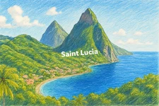 Saint Lucia Coloured Pencil Art (AI GENERATED IMAGE)