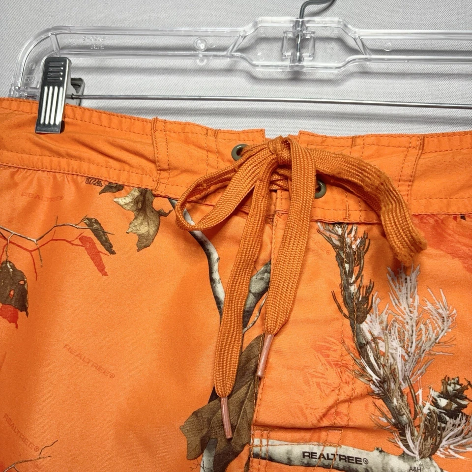 Винтажные пляжные шорты Y2K RealTree камуфляж - огненно-оранжевые - серфинг - мужские XL - Изображение 3 из 4