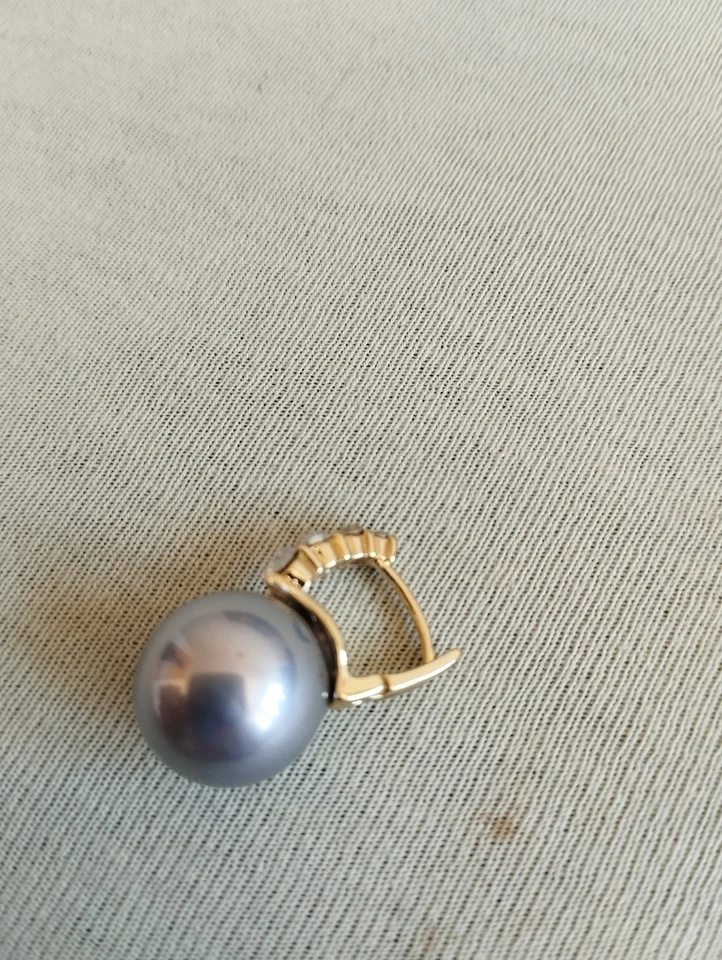 Perlenohrringe Gold Grau mit Kristallen-Luxus Tropfenohrringe - Bild 3 von 4