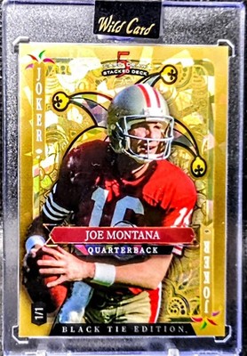 2026 Wild Card 5 Card Draw Black Tie - Joe Montana - Gold Cracked Ice Joker-1/1
