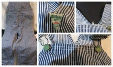 Vintage OshKosh Bgosh Hickory Stripe Overalls Vestbak Kids Sz. 1958-65