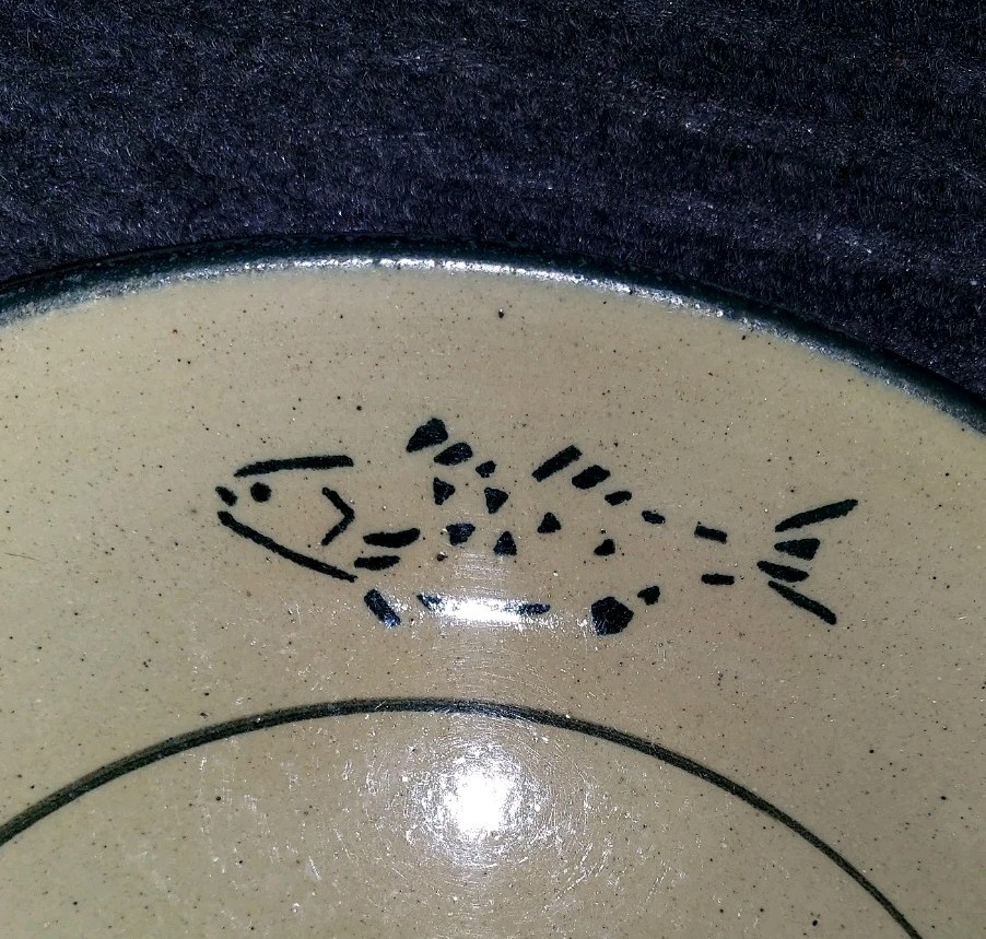 Monroe Salt Works 11” Fish Salt-Glaze Plate Green & Tan | eBay