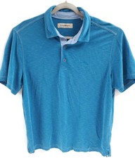 Tommy Bahama Polo Shirt Mens Large Blue Tencel Modal Blend Short Sleeve Marlin